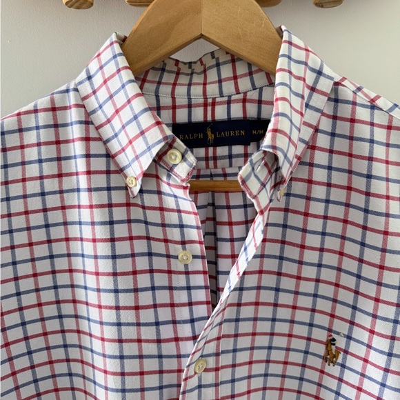Polo Ralph Lauren Other - Ralph Lauren Dress Shirt Medium Button Down Red Blue Plaid Cotton